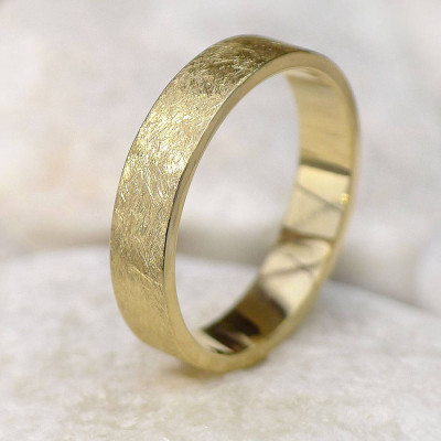 Mens Wedding Ring In 18ct Gold, Urban Finish - Handcrafted & Custom-Made