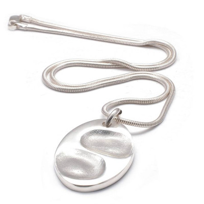 Fingerprint Eternity Oval Necklace - Handcrafted & Custom-Made