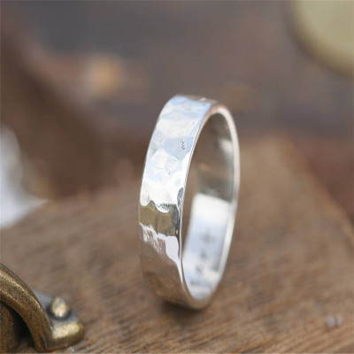 Hammered Personalised Silver Ring - Handcrafted & Custom-Made