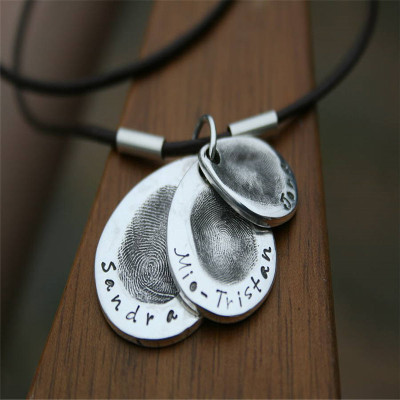 Teardrop Trio Mens Personalised Fingerprint Chain - Handcrafted & Custom-Made