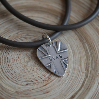 Personalised Silver Union Jack Plectrum - Handcrafted & Custom-Made