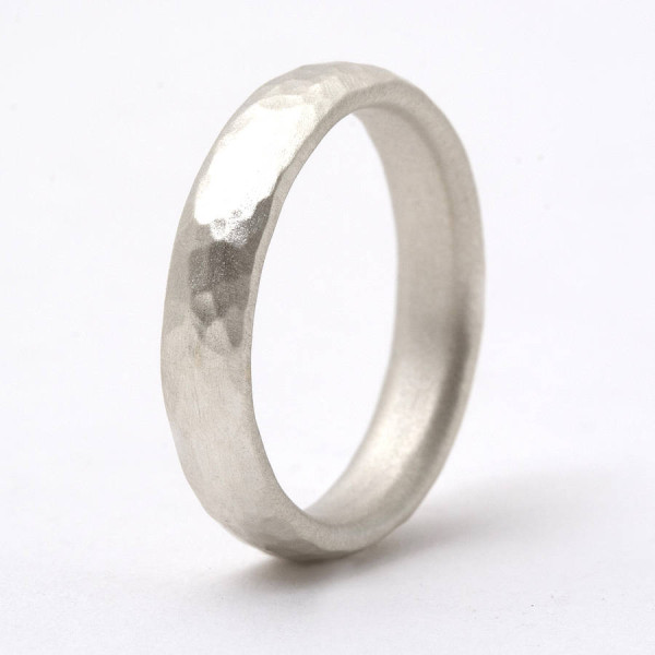 Thin Sterling Silver Hammered Ring - Handcrafted & Custom-Made
