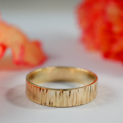 Bark Effect Rings In 18ct Yellow Gold - Handcrafted & Custom-Made