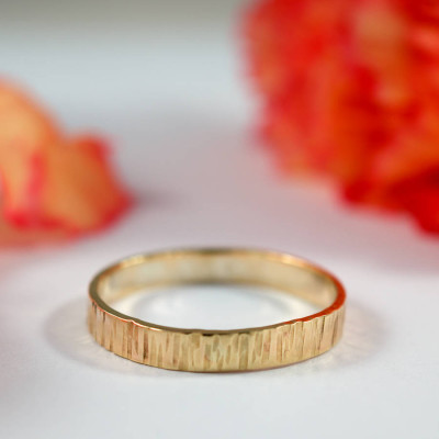 Bark Effect Rings In 18ct Yellow Gold - Handcrafted & Custom-Made
