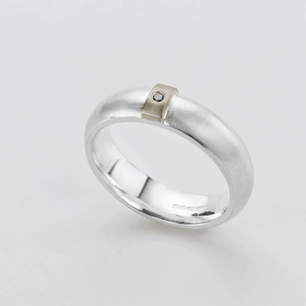 Black Diamond Linear Ring - Handcrafted & Custom-Made