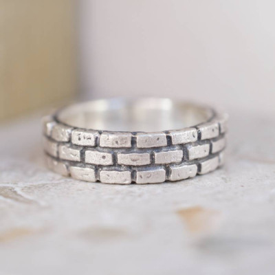 Brick Silver Ring - Handcrafted & Custom-Made