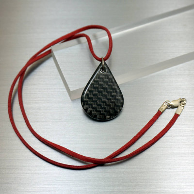 Carbon Fibre Tear Drop Pendant Necklace - Handcrafted & Custom-Made