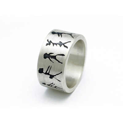 Capivara Cave Art Sterling Silver Band Ring - Handcrafted & Custom-Made