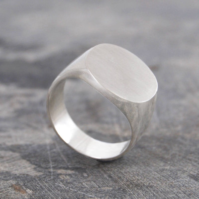 Mens Solid Silver/Gold Circular Signet Ring - Handcrafted & Custom-Made
