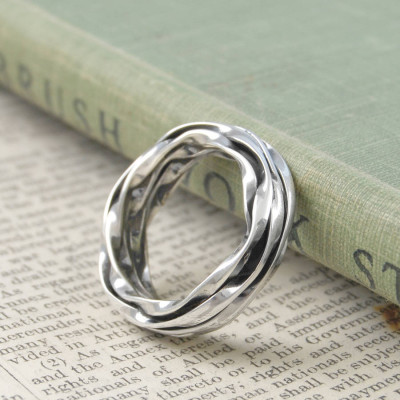 Chunky Mens Silver Oxidised Wrap Ring - Handcrafted & Custom-Made