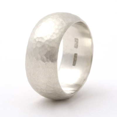 Chunky Sterling Silver Rounded Hammered Ring - Handcrafted & Custom-Made