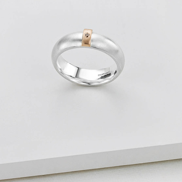 Cognac Diamond Linear Ring - Handcrafted & Custom-Made