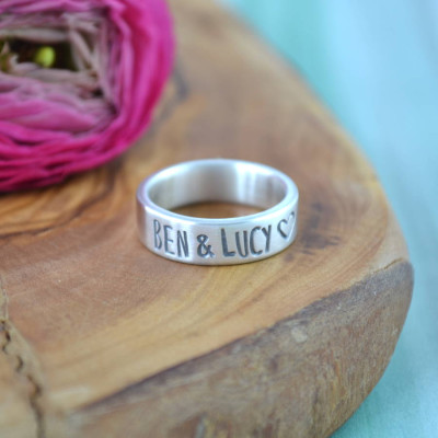 Couples Personalised Silver Band - Handcrafted & Custom-Made