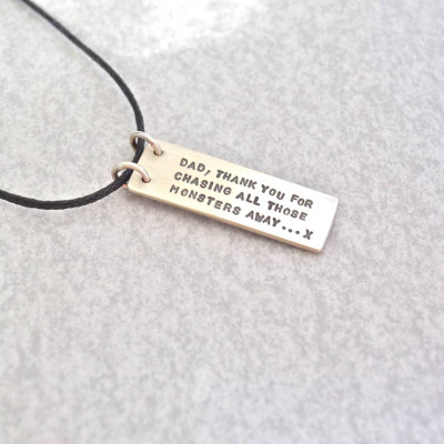 Dads Silver Hidden Message Necklace - Handcrafted & Custom-Made
