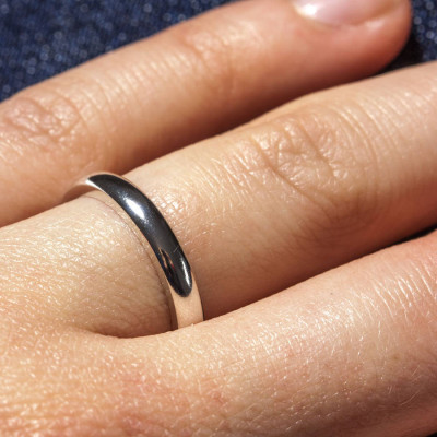 Sterling Silver D Shape Wedding Band - Handcrafted & Custom-Made