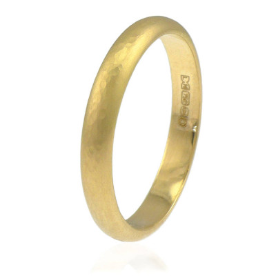 3mm Hammered Wedding Ring In 18ct Gold - Handcrafted & Custom-Made