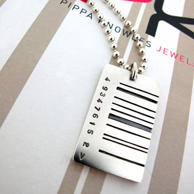 Wide Barcode Tag Pendant - Handcrafted & Custom-Made