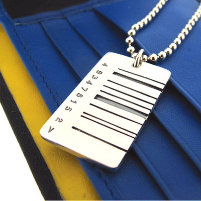 Wide Barcode Tag Pendant - Handcrafted & Custom-Made