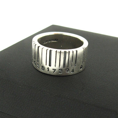 Extra Wide Silver Barcode Ring - Handcrafted & Custom-Made