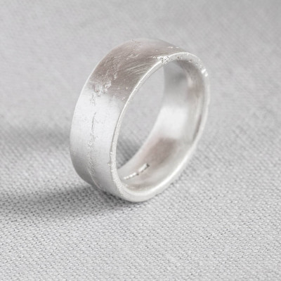 Sterling Silver Flat Sand Cast Wedding Ring - Handcrafted & Custom-Made