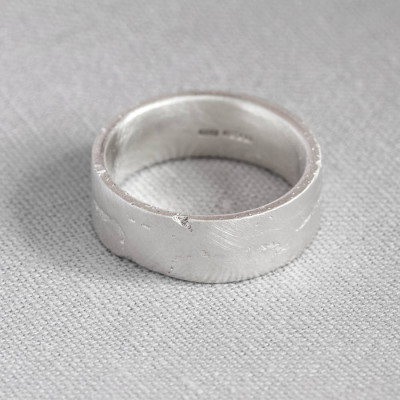 Sterling Silver Flat Sand Cast Wedding Ring - Handcrafted & Custom-Made
