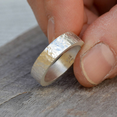 Personalised Textured Wedding Band In Sterling Silver - Handcrafted & Custom-Made