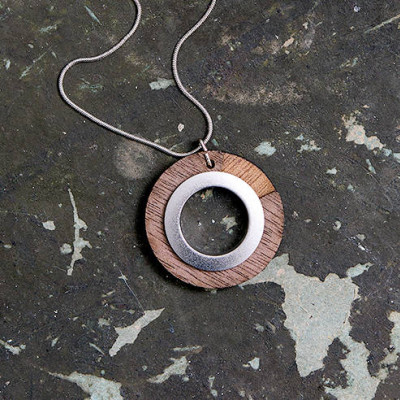 Frank Circle Stainless Steel And Wood Pendant - Handcrafted & Custom-Made