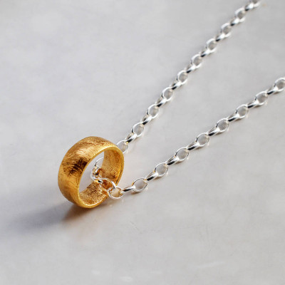 Gold Plated Meteorite Ring Necklace - Handcrafted & Custom-Made