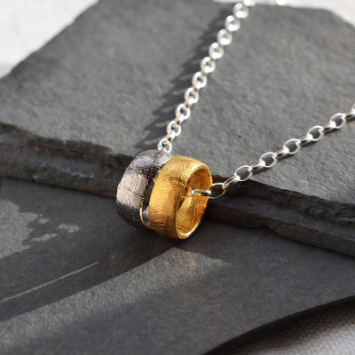 Gold Plated Meteorite Ring Necklace - Handcrafted & Custom-Made