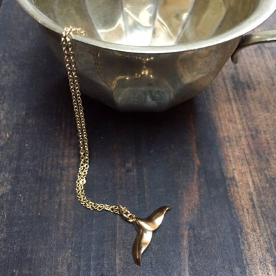 Gold Whale Tail Pendant Necklace - Handcrafted & Custom-Made