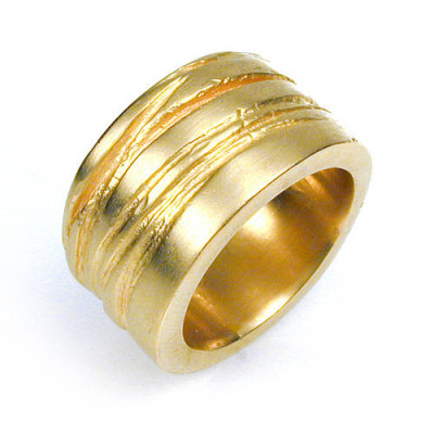 Wide Silver Texture Bound Ring In 18ct Gold Plated - Handcrafted & Custom-Made