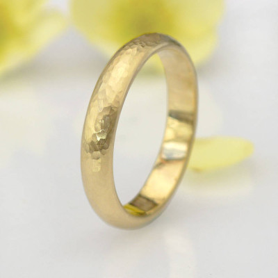 Hammered Ring In 18ct Yellow Or Rose Gold - Handcrafted & Custom-Made