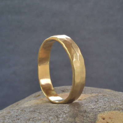 18ct  Gold Handmade Hammered Wedding Ring - Handcrafted & Custom-Made