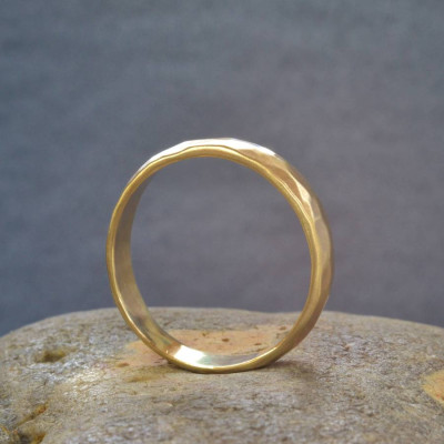 18ct  Gold Handmade Hammered Wedding Ring - Handcrafted & Custom-Made