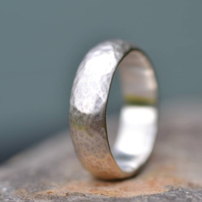 Handmade Silver Wedding Ring Lightly Hammered Finish - Handcrafted & Custom-Made