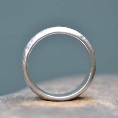 Handmade Silver Wedding Ring Lightly Hammered Finish - Handcrafted & Custom-Made