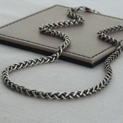 Heavy Sterling Silver Detailed Chain Necklace - Handcrafted & Custom-Made