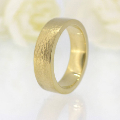 His And Hers Hammered Wedding Ring 18ct Gold Set - Handcrafted & Custom-Made