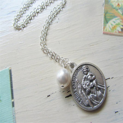 Large St Christopher Charm Necklace - Handcrafted & Custom-Made