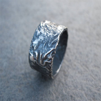 Sterling Silver Rocky Outcrop Broad Ring - Handcrafted & Custom-Made