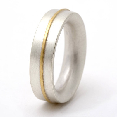 Medium Sterling Silver Ring With 18ct Gold Detail - Handcrafted & Custom-Made