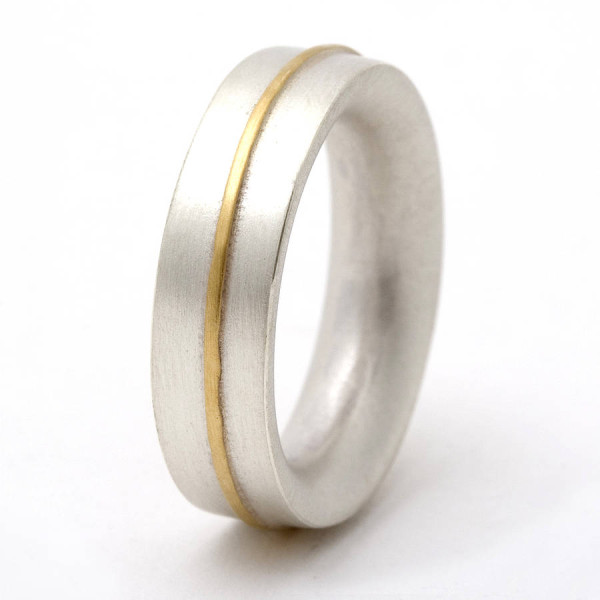 Medium Sterling Silver Ring With 18ct Gold Detail - Handcrafted & Custom-Made
