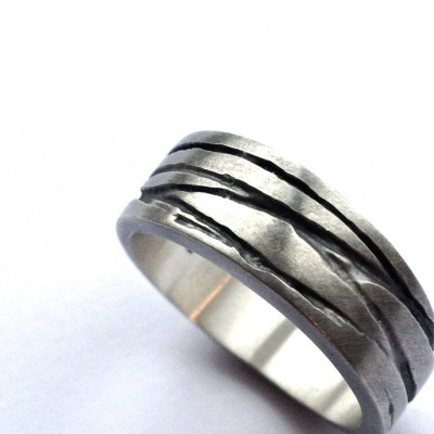 Silver Texture Bound Ring - Handcrafted & Custom-Made