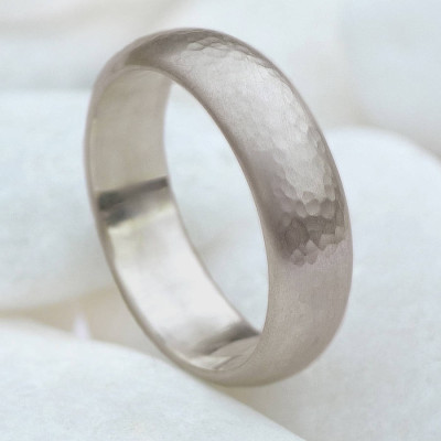 Mens 6mm Hammered Ring In 18ct Gold - Handcrafted & Custom-Made