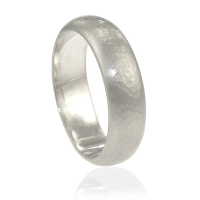 Mens Hammered Sterling Silver Ring - Handcrafted & Custom-Made