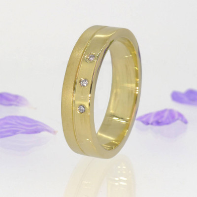 Mens Contemporary Diamond Ring In 18ct Gold - Handcrafted & Custom-Made