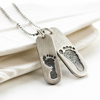 Mens Double Footprint Tag Necklace - Handcrafted & Custom-Made