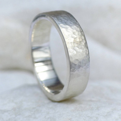 Mens Hammered Ring, Silver Or 18ct Gold - Handcrafted & Custom-Made