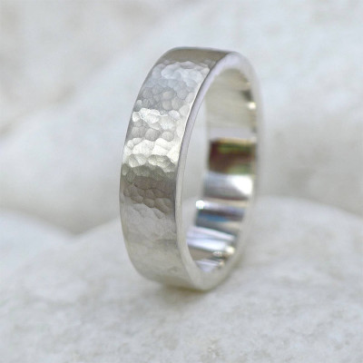 Mens Hammered Ring, Silver Or 18ct Gold - Handcrafted & Custom-Made