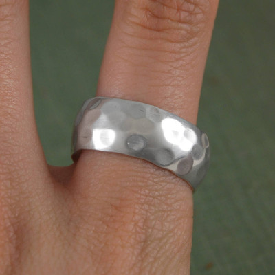Mens Hammered Sterling Silver Ring - Handcrafted & Custom-Made
